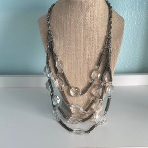 Elegant Silver and Clear Beaded Necklace
